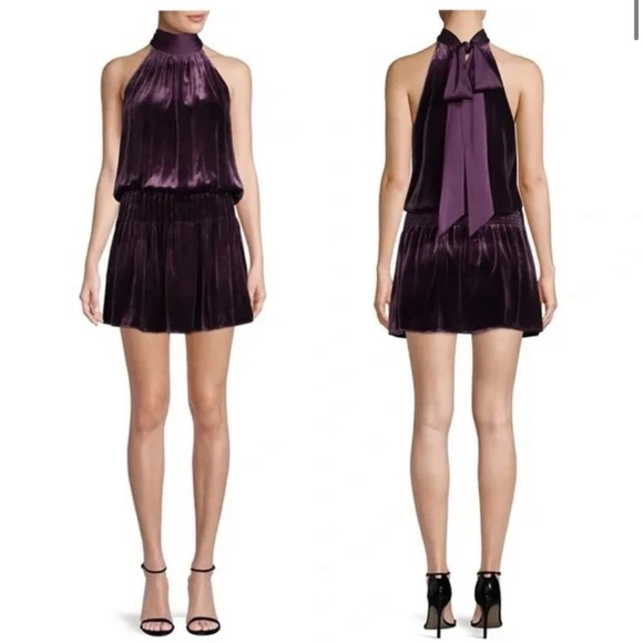 Ramy Brook Dresses & Skirts - Ramy Brook Paige Purple Velvet Silk Blend Halter Dress Size Small